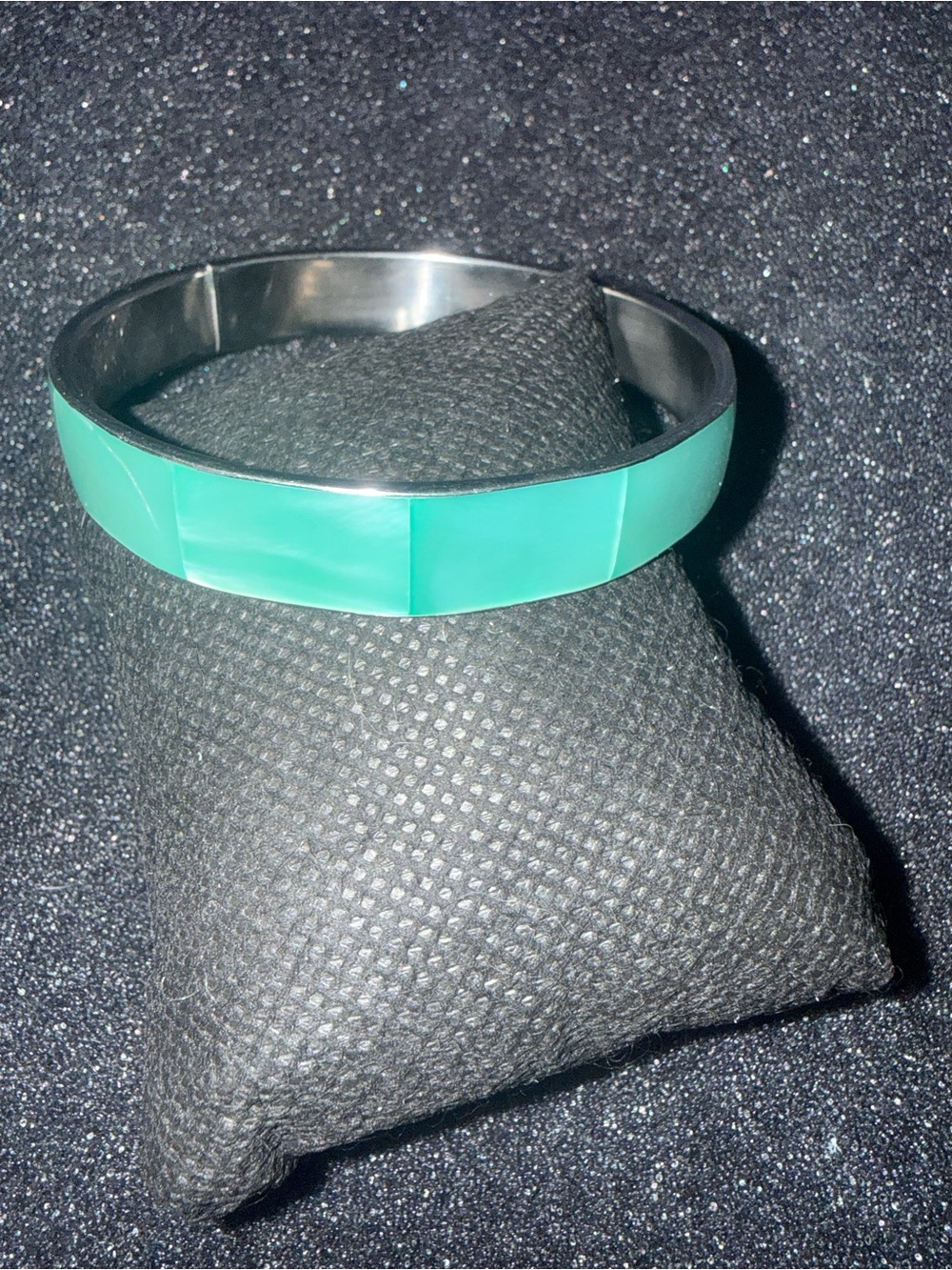 Aqua Seashell Inlay Bangle Bracelet